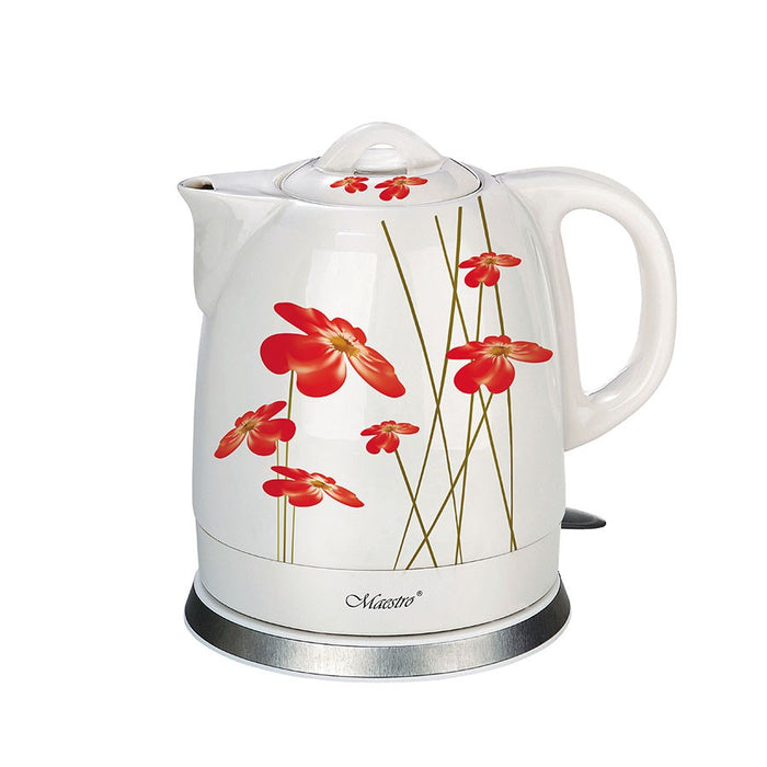 Feel-Maestro MR-066-RED FLOWERS електрическа кана 1.5 L 1200 W Червена, Бяла