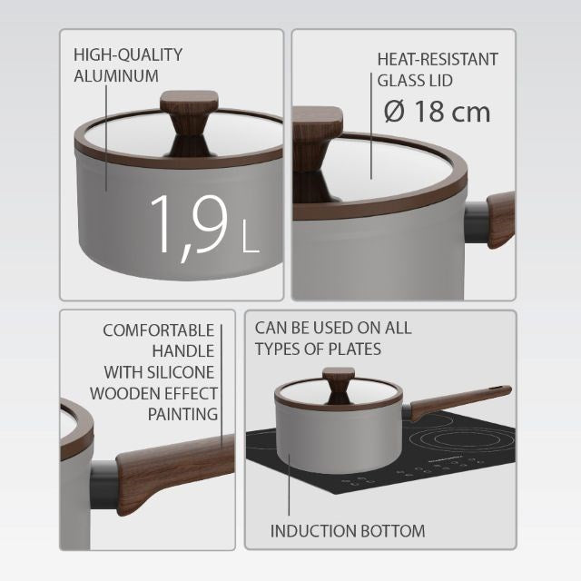 Rondel z pokrywką 18cm, 1,9L MR-1211-18S MAESTRO сив