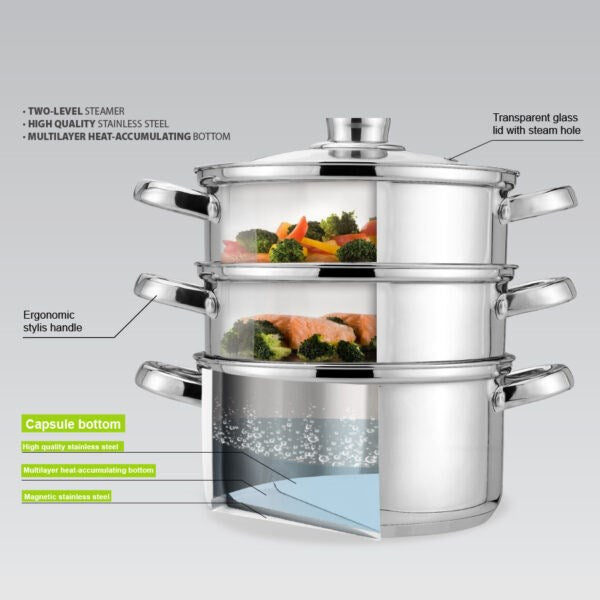 Тенджера за готвене на пара MAESTRO MR-2900-24 24 см 5,0 л