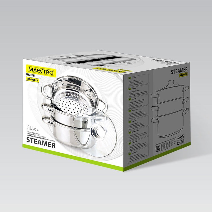Тенджера за готвене на пара MAESTRO MR-2900-24 24 см 5,0 л