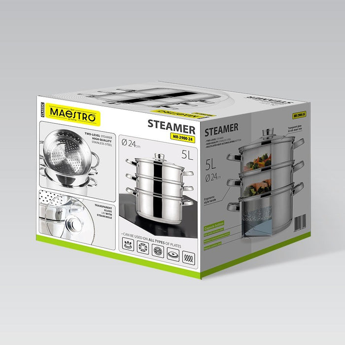 Тенджера за готвене на пара MAESTRO MR-2900-24 24 см 5,0 л