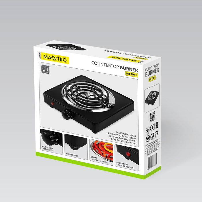 Maestro MR-770-1 котлон 1000W Черен Плот 1 зона(и)