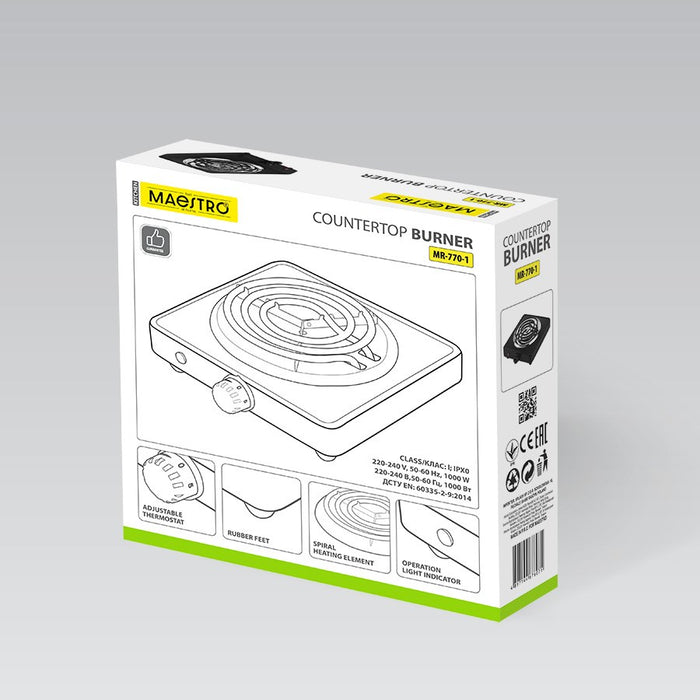 Maestro MR-770-1 котлон 1000W Черен Плот 1 зона(и)