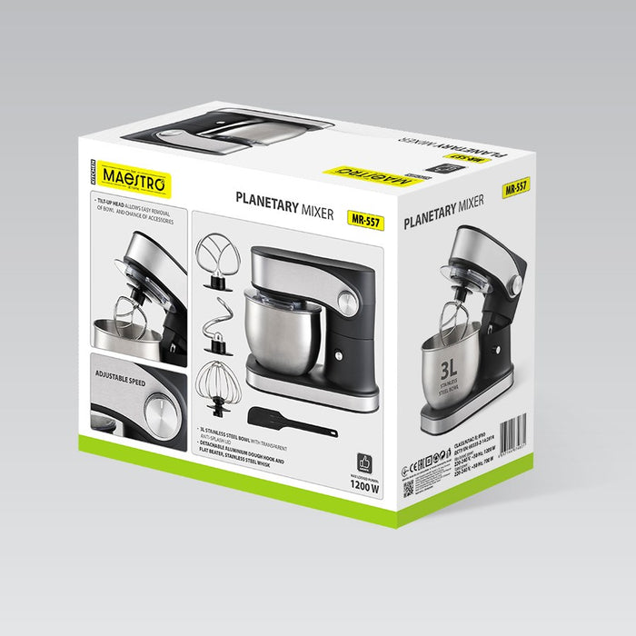 Feel-Maestro MR-557 Планетарен миксер с 3 л купа, 1200 W Черен