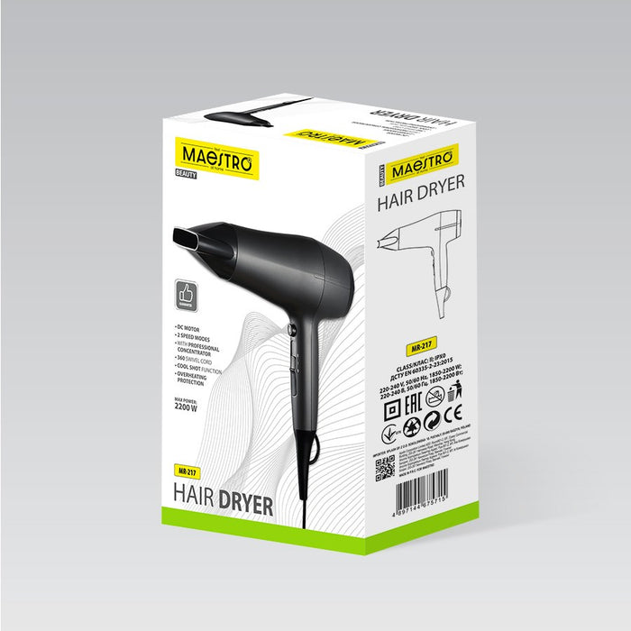 Сешоар MAESTRO MR-217 2200 W Черен, Графит