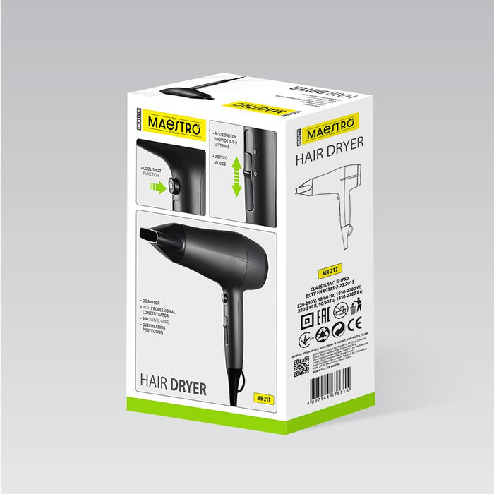 Сешоар MAESTRO MR-217 2200 W Черен, Графит
