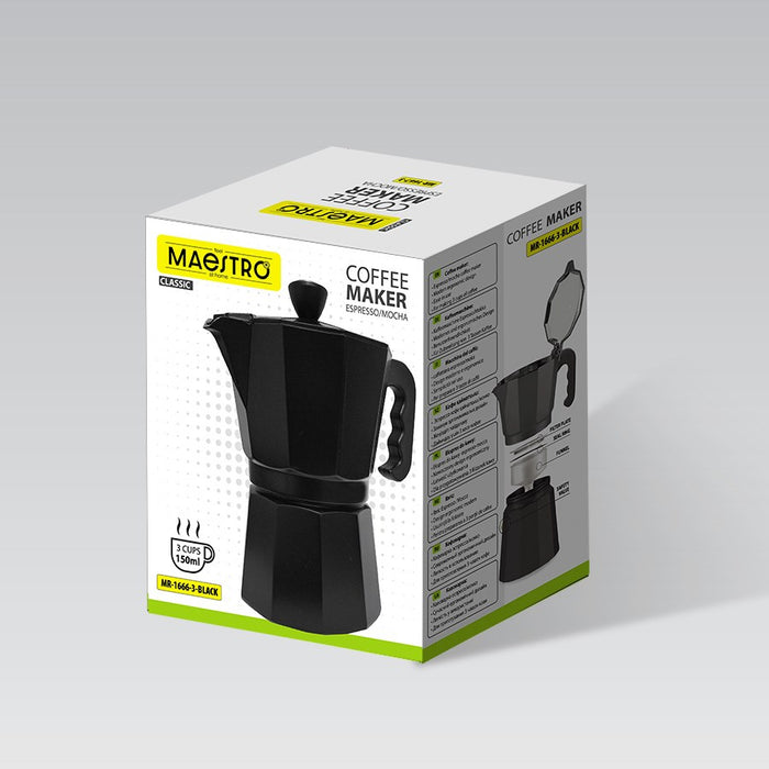 Кафе машина за 3 чаши MAESTRO MR-1666-3-BLACK Черна