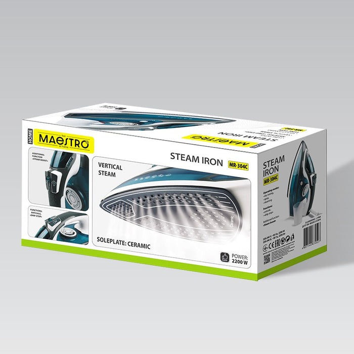 Парна ютия MAESTRO MR-304C 2200W Бяла, Синя