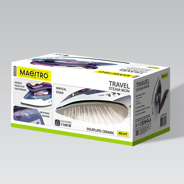 Парна ютия MAESTRO MR-317T 1100W, пътна ютия, лилава