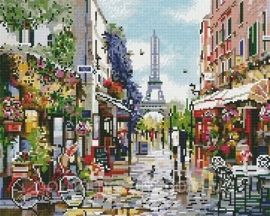 Диамантен гоблен MagicArt - Пролетен Париж, 40 х 50 cm, с кръгли мъниста