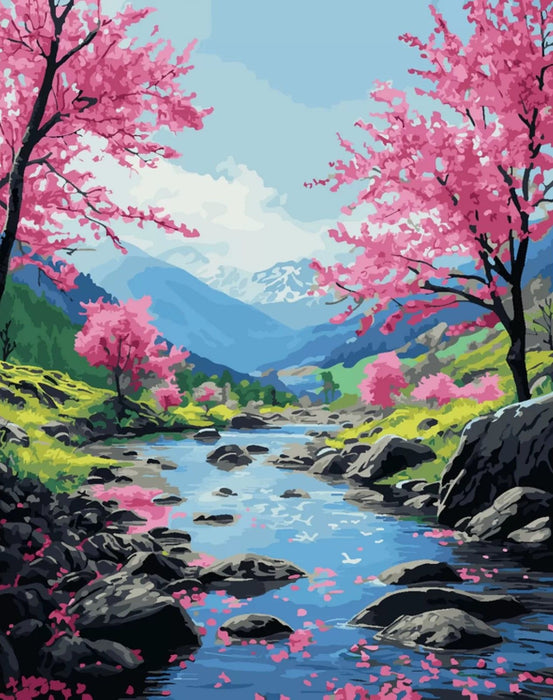 Комплект за рисуване по номера MagicArt - Розова долина