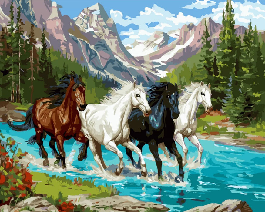 Комплект за рисуване по номера MagicArt - Галоп в Алпите
