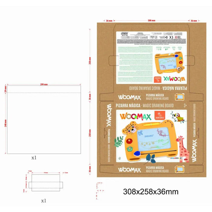 Магична Черна Дъска Woomax Zookabee Тигър Дървен 30 x 2,5 x