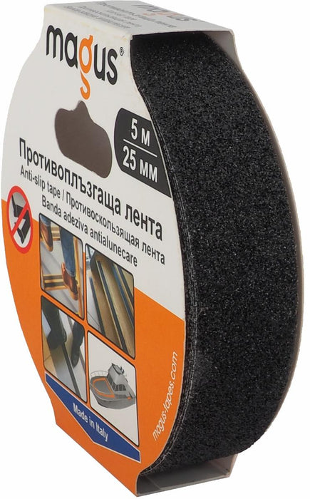 ПРОТИВОПЛЪЗГАЩА ЛЕНТА MAGUS 5М/25ММ ЧЕР