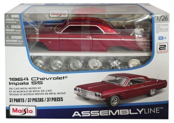Метална кола за сглобяване Maisto Assembly Line - 1964 Chevrolet Impala, 1:26, бордо
