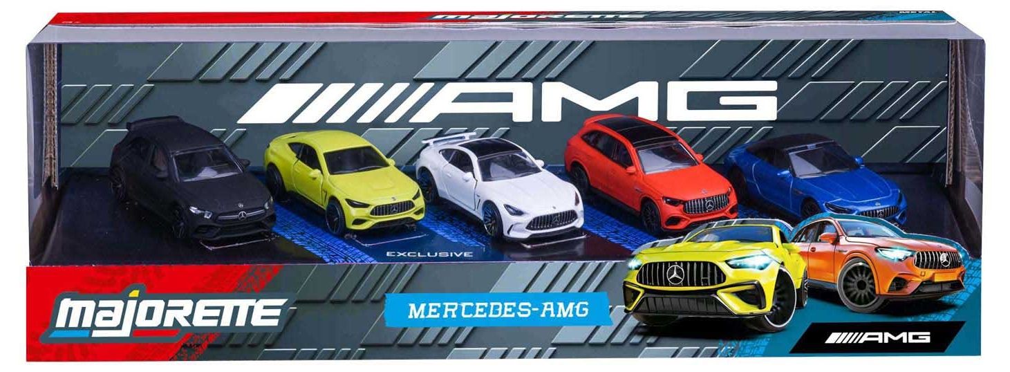 Комплект метални колички Majorette - Mercedes-AMG, 5 броя, 1:64