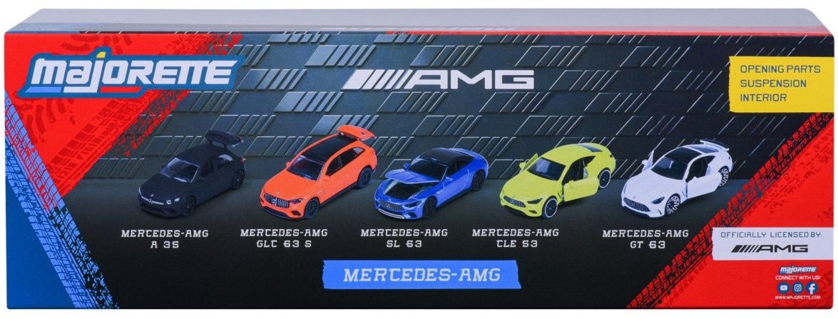 Комплект метални колички Majorette - Mercedes-AMG, 5 броя, 1:64