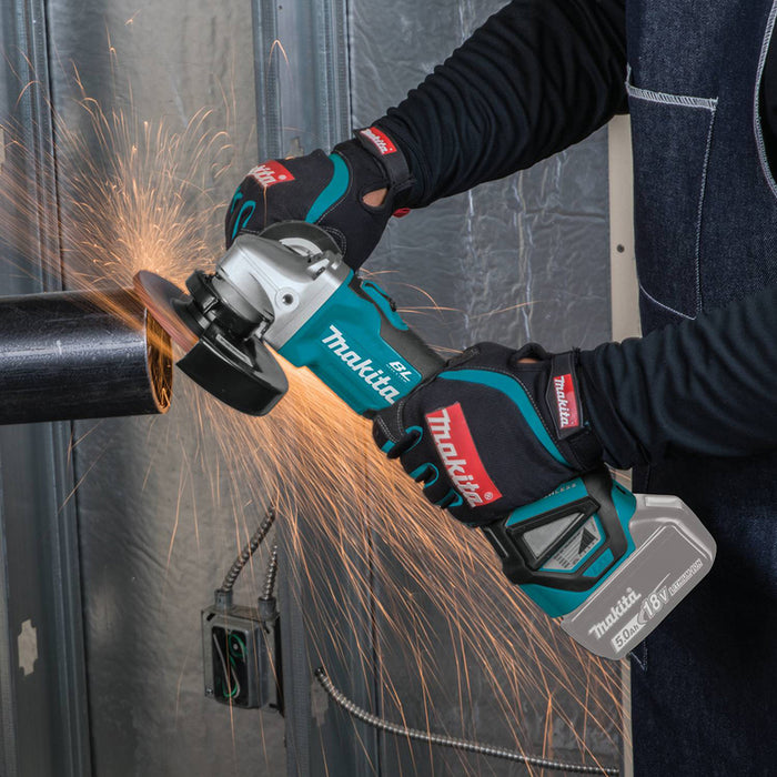 АКУМУЛАТОРЕН БЕЗЧЕТКОВ ЪГЛОШЛАЙФ MAKITA DGA511Z 18 V, БЕЗ БАТЕРИЯ И ЗАРЯДНО, 125 мм