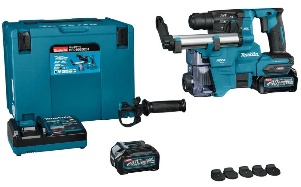 Акумулаторен перфоратор Makita - XGT, HR010GD201, 2x2.5 Ah