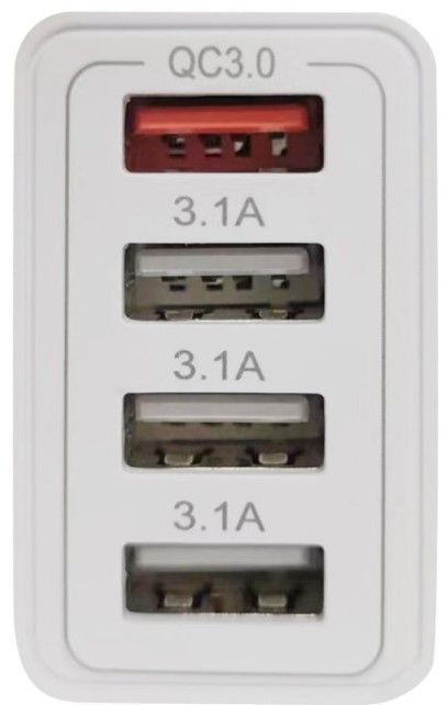 Зарядно устройство Makki - QC48W4 FC, USB-A, 30W, бяло