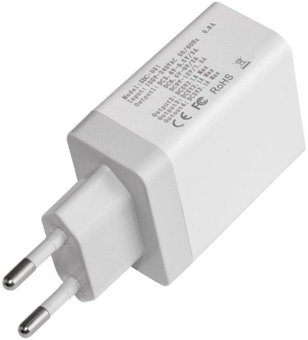Зарядно устройство Makki - QC48W4 FC, USB-A, 30W, бяло