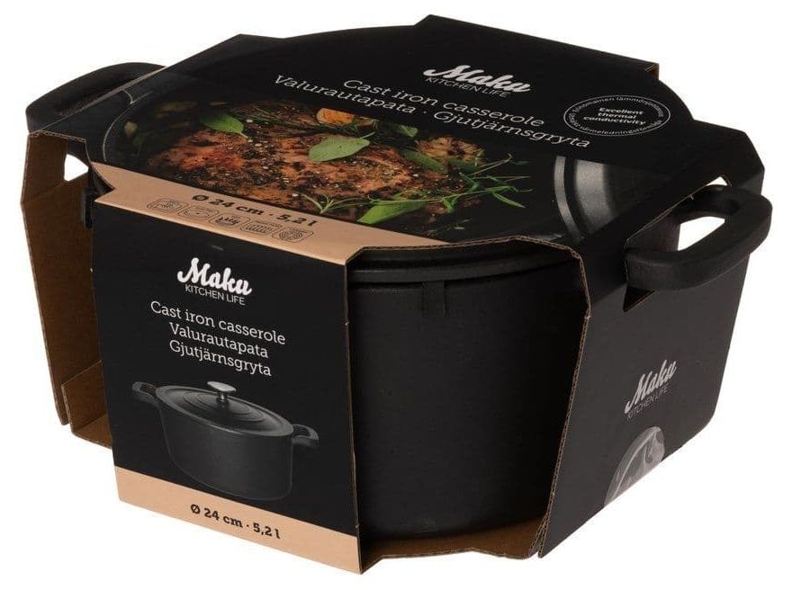 Чугунена тенджера Maku – с капак, 24 cm, 5.2 l