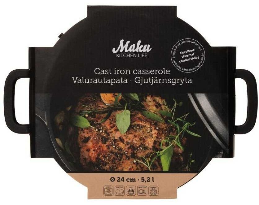 Чугунена тенджера Maku – с капак, 24 cm, 5.2 l