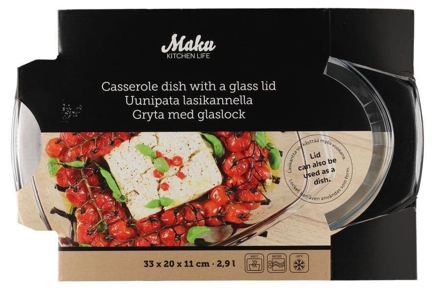 Тава с капак от термоустойчиво стъкло Maku – 33 x 21 cm, 2.9 l