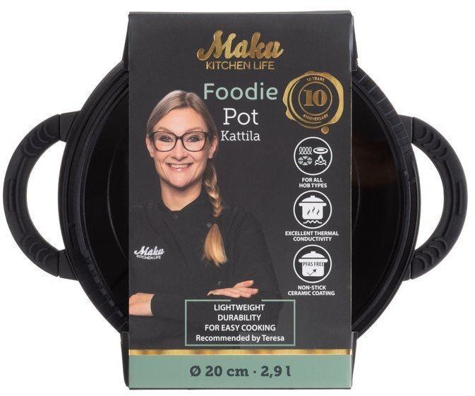 Индукционна тенджера със стъклен капак и керамично покритие Maku - Foodie, Ø 20 cm, 2.9 l