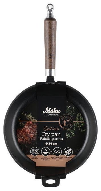 Чугунен тиган с дървена дръжка Maku - Ø24 cm