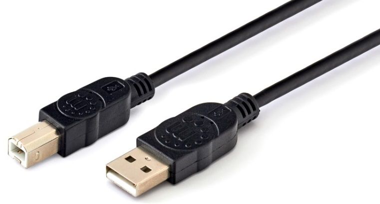 Кабел Manhattan - 2075100004, USB A/USB-B, 5 m, черен