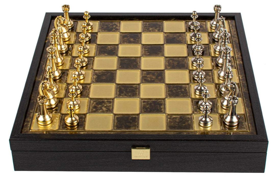 Шах Manopoulos - Classic Metal Staunton, метален, в дървена кутия, 34 x 34 cm