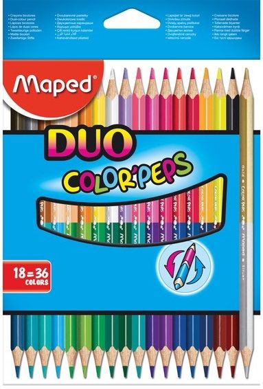 Комплект цветни моливи Maped Color Peps - Duo, 18 броя, 36 цвята