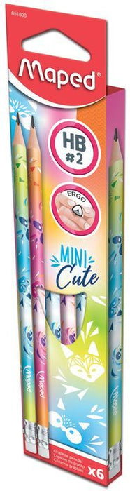 Комплект моливи с гума Maped Mini Cute - HB, 6 броя