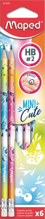 Комплект моливи с гума Maped Mini Cute - HB, 6 броя