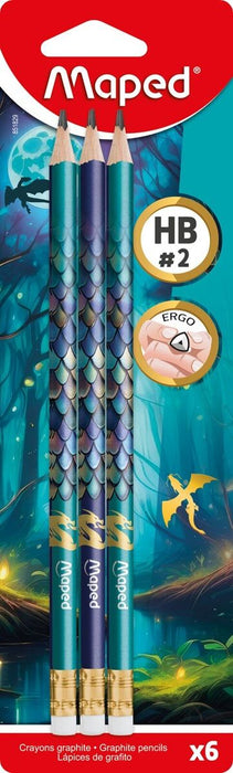 Комплект графитни моливи Maped Dragon - HB, 6 броя