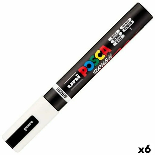 Маркер BRUSH POSCA PC-5BR Бял (6 броя)
