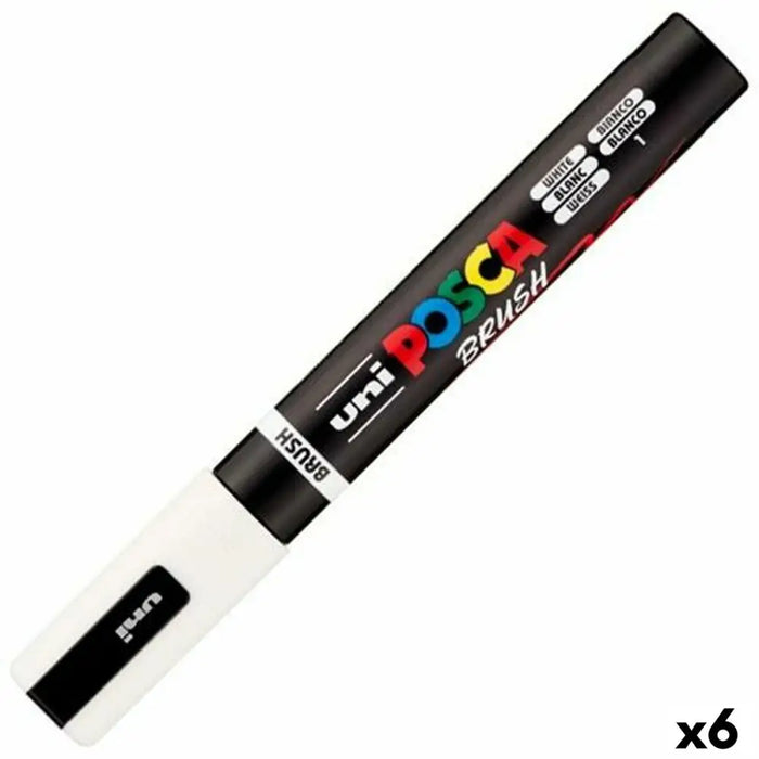 Маркер BRUSH POSCA PC-5BR Бял (6 броя)