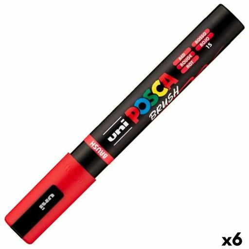 Маркер BRUSH POSCA PC-5BR Червен (6 броя)