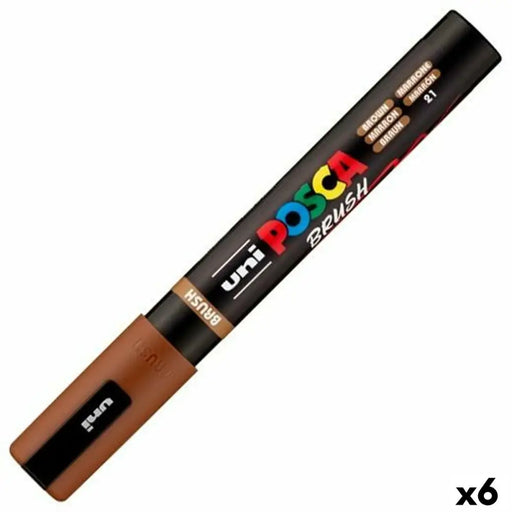 Маркер BRUSH POSCA PC-5BR Кафяв (6 броя)