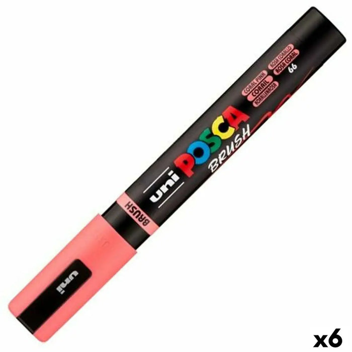 Маркер BRUSH POSCA PC-5BR Корал (6 броя)