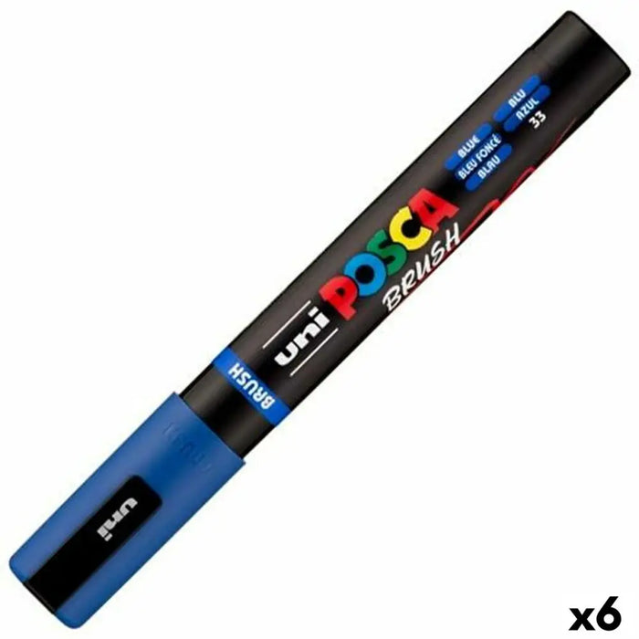 Маркер BRUSH POSCA PC-5BR Син (6 броя)