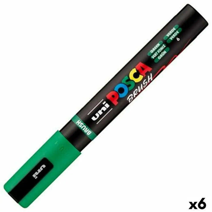 Маркер BRUSH POSCA PC-5BR Зелен (6 броя)