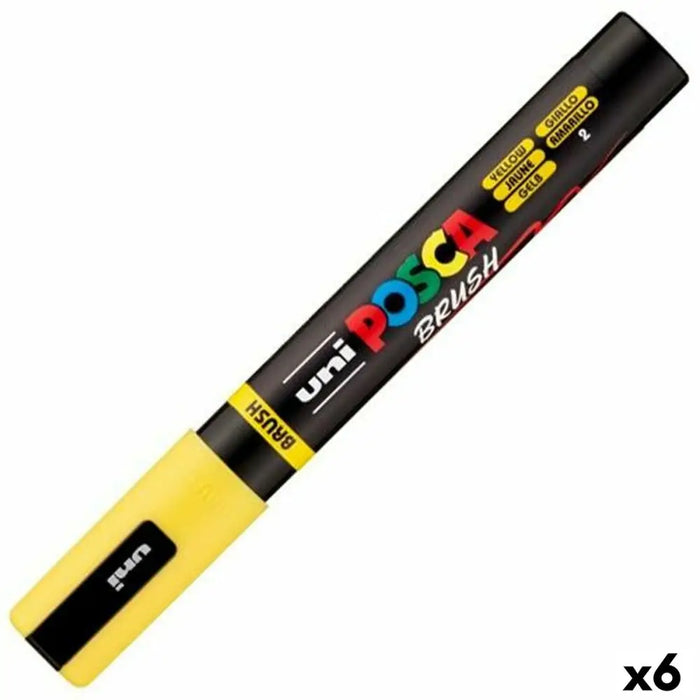 Маркер BRUSH POSCA PC-5BR Жълт (6 броя)