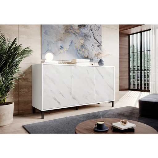 MARMO 3D скрин 150x45x80.5 см бял мат/мраморно бял