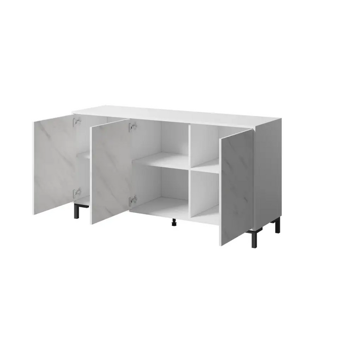 MARMO 3D скрин 150x45x80.5 см бял мат/мраморно бял