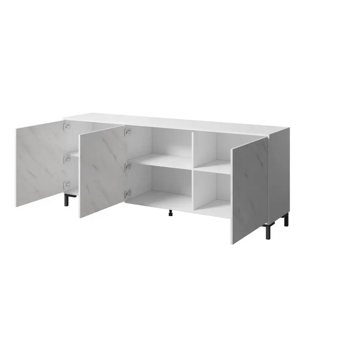 MARMO 3D скрин 200x45x80,5 см бял мат/мраморно бял