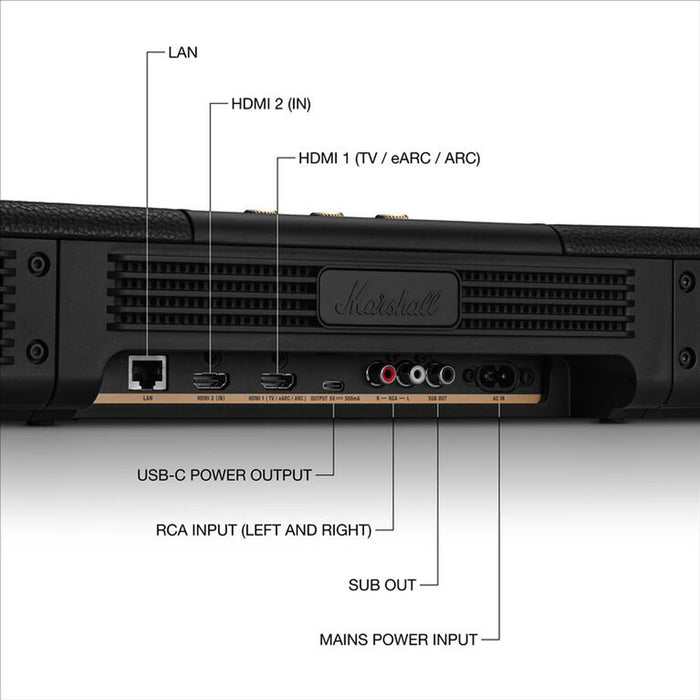 Soundbar система MARSHALL HESTON 120 WI-FI, ОБЩА МОЩНОСТ 150 W