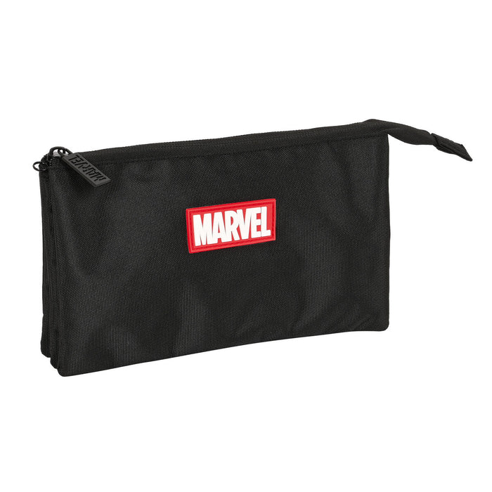 Троен Моливник Marvel Черен (22 x 12 x 3 cm)