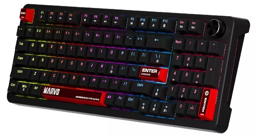 Механична клавиатура Marvo - Arma 98 KG937, TNT Peach Linear, 98%, RGB, черна